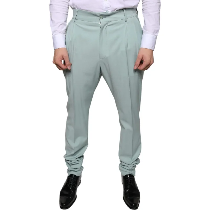 Dolce & Gabbana Mint Green Cotton Dress Pants Comfy Cargo Trousers