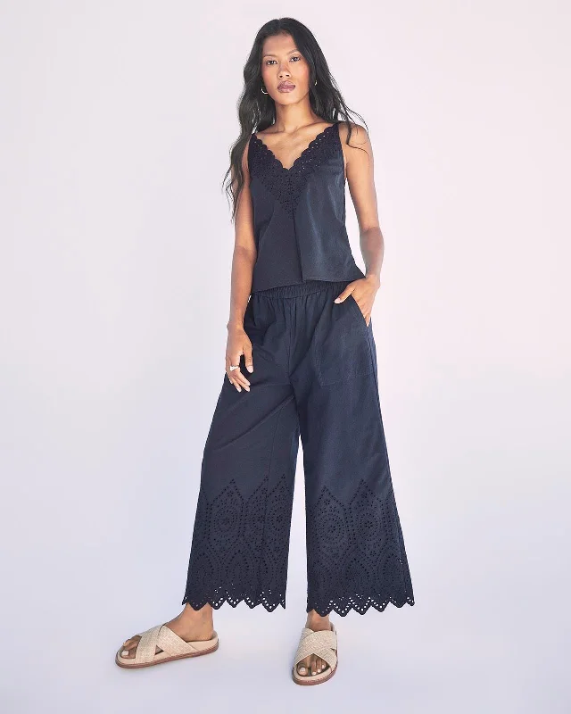 Taylor Eyelet Pant Trendy Wide-Legged Trousers