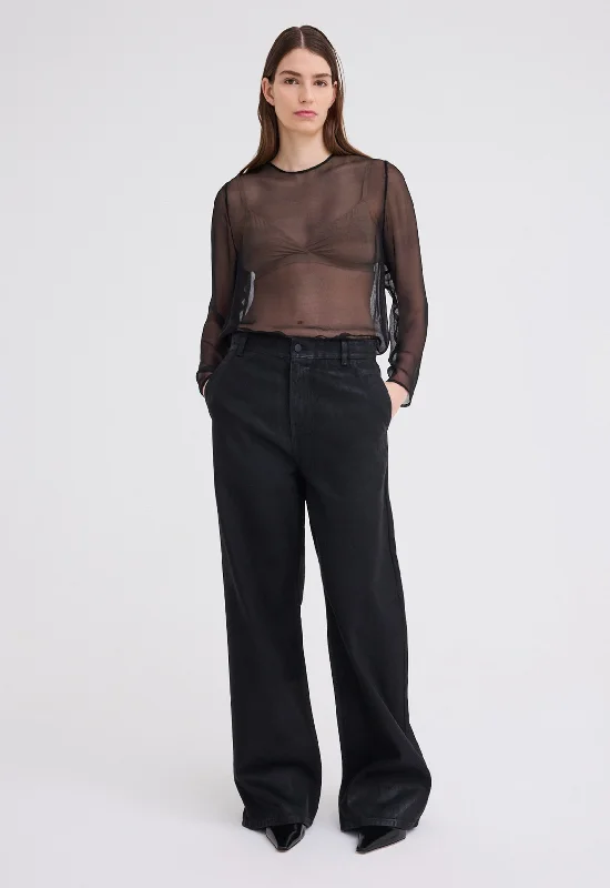 Alum Waxed Cotton Pant - Black High-Waist Yoga Pants