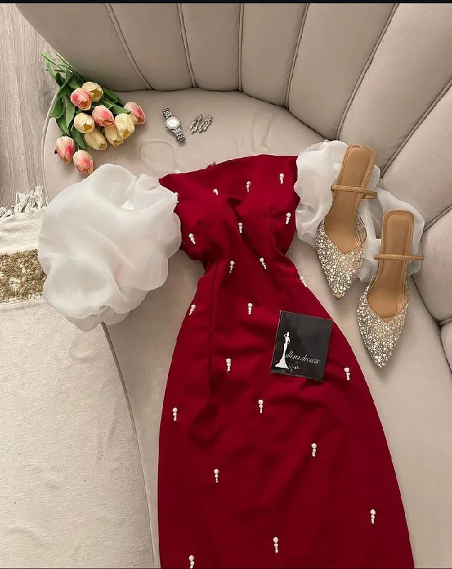 Red Off Shoulder Beading Sheath Long Party Dress Formal Evening Gown, D313 Tunics Formal black Red Off Shoulder Beading Sheath Long Party Dress Formal Evening Gown, D313 Tunics Formal black