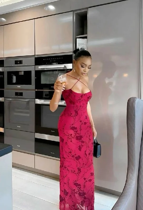 Sexy Cross Neck Sheath Chiffon Long Evening Party Dress MD7464 Tunics Chic elegant
