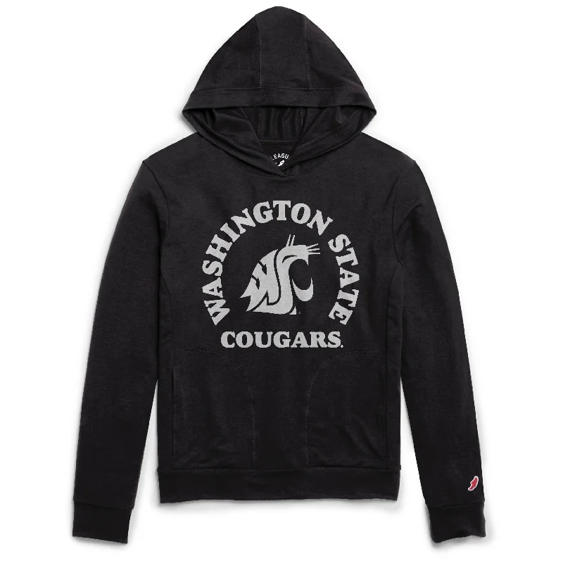 League Unisex Black Washington State Hoodie Hoodie with Frayed Bohemian Relaxed