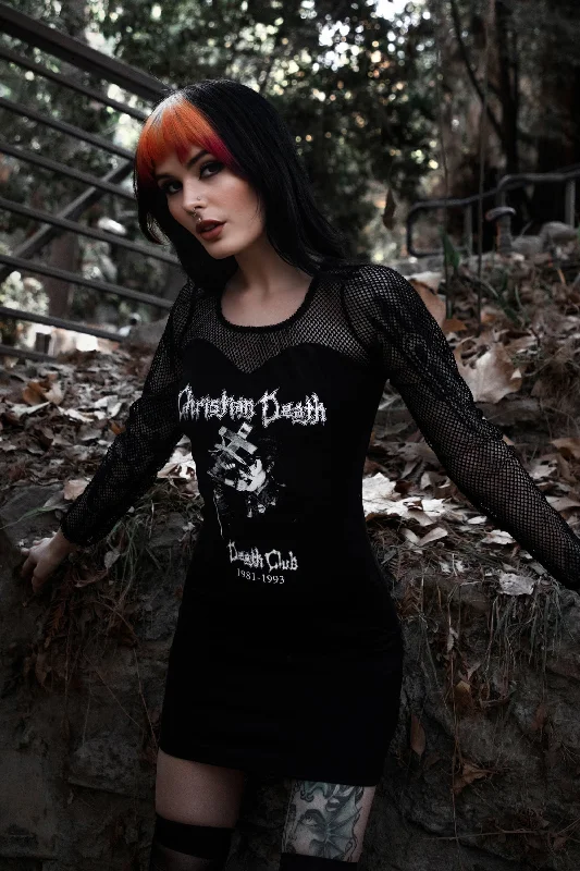 Christian Death Fishnet Dress Crew Neckline Sporty