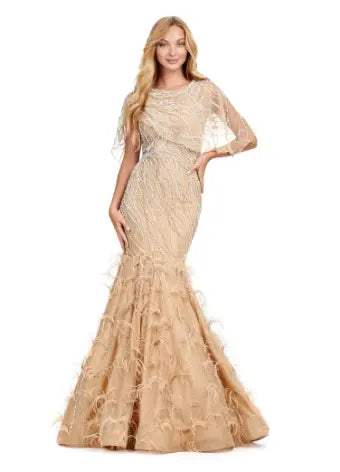 Ashley Lauren 11431 Long Prom Mermaid Dress Beaded Evening Gown Asymmetrical Cape Formal Pageant Tunics Essential wardrobe Ashley Lauren 11431 Long Prom Mermaid Dress Beaded Evening Gown Asymmetrical Cape Formal Pageant Tunics Essential wardrobe