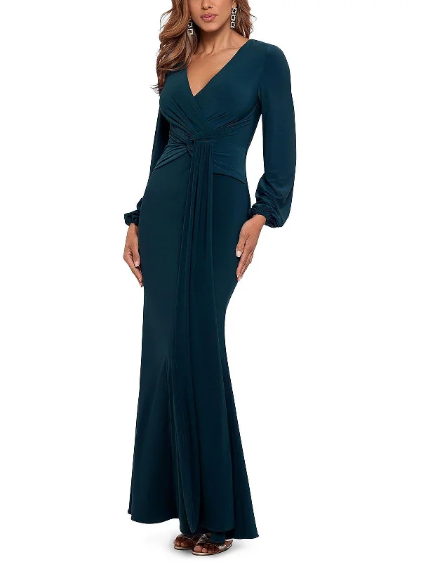 Womens Draped V-Neck Evening Dress Tunics Party sparkling