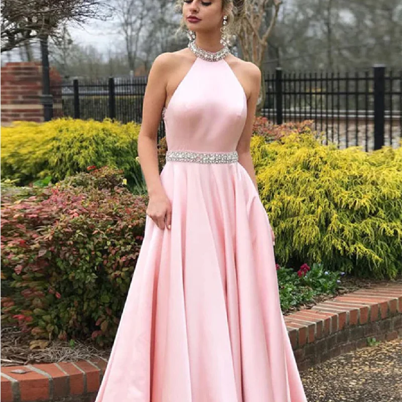 Sexy Backless Pink Halter A-line Long Prom Dresses,Evening Party Dresses ,PDY0310 sweetheart Neckline Romantic Sexy Backless Pink Halter A-line Long Prom Dresses,Evening Party Dresses ,PDY0310 sweetheart Neckline Romantic