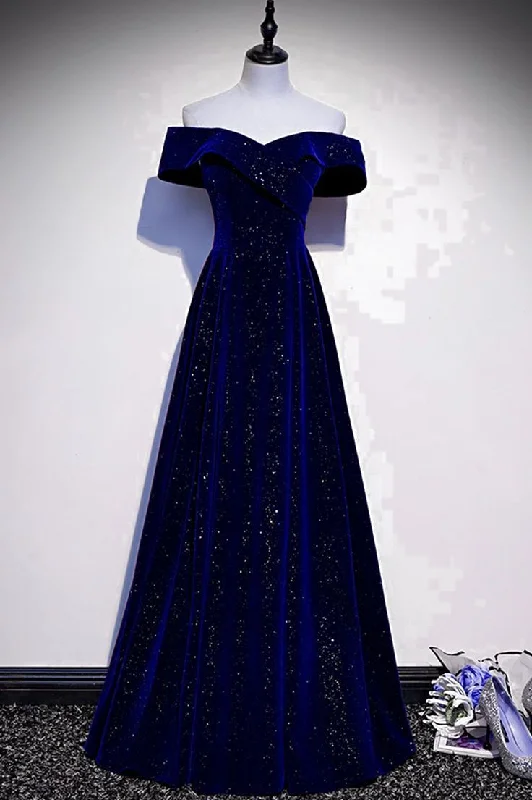 Royal Blue Off Shoulder A-Line Velvet Long Formal Party Dress MD7702 Tunics Top rated Royal Blue Off Shoulder A-Line Velvet Long Formal Party Dress MD7702 Tunics Top rated