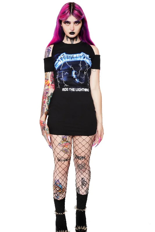 Metallica Shoulder-Cut Dress Tunics Fall fleece