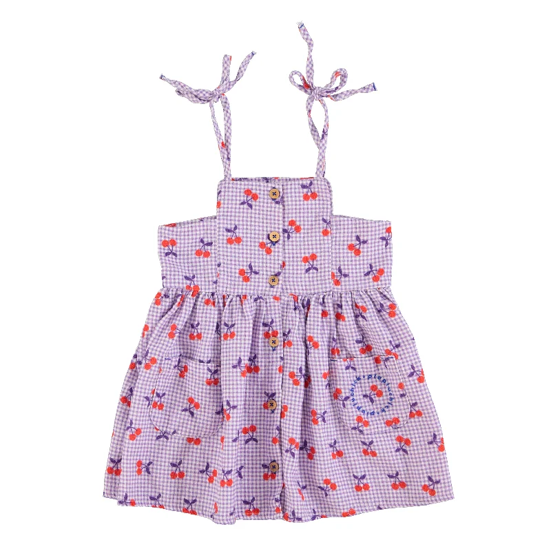 Checkered cherries dress by Piupiuchick Tunics Luxurious premium