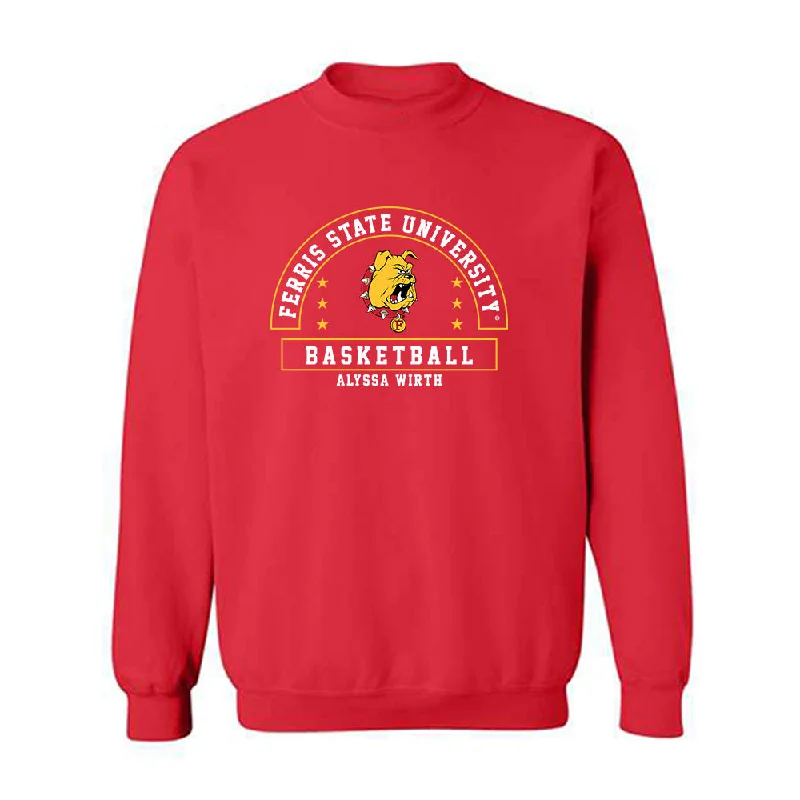 Ferris State - NCAA Women's Basketball : Alyssa Wirth - Classic Fashion Shersey Crewneck Sweatshirt Hoodie with Back Slit Movement Comfort Ferris State - NCAA Women's Basketball : Alyssa Wirth - Classic Fashion Shersey Crewneck Sweatshirt Hoodie with Back Slit Movement Comfort