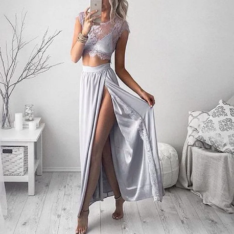 Fashion Two Pieces Sleeveless Lace Split Sexy Party Dresses,New Evening Dress,PDY0299 Square Neckline Feminine Fashion Two Pieces Sleeveless Lace Split Sexy Party Dresses,New Evening Dress,PDY0299 Square Neckline Feminine