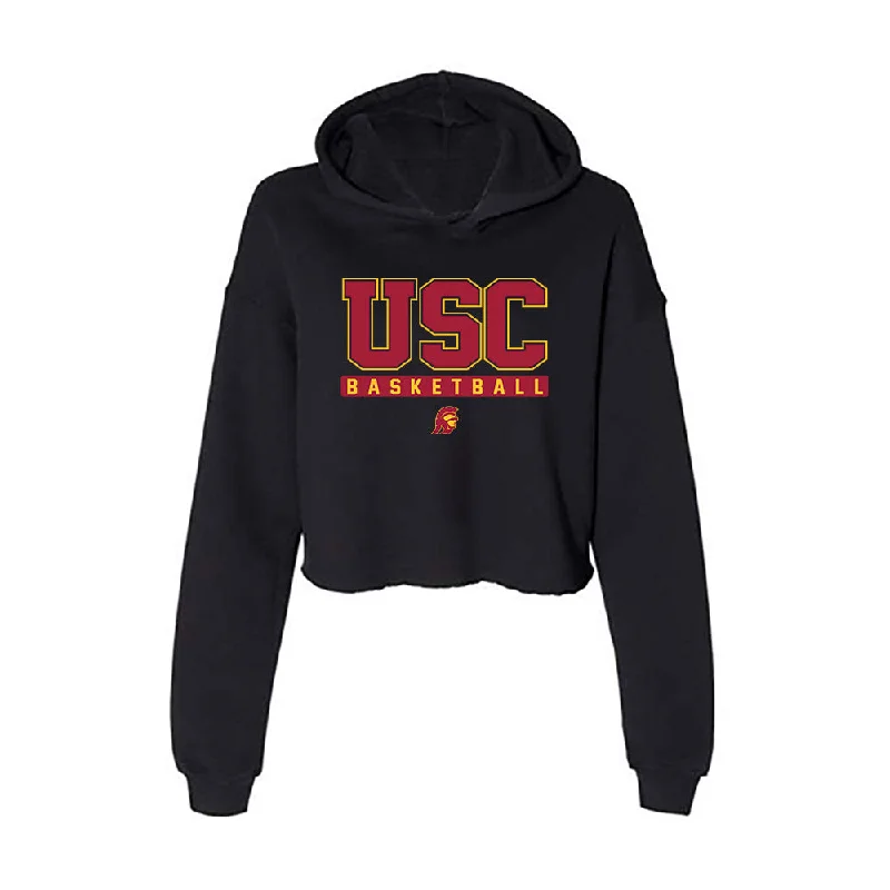 USC - NCAA Women's Basketball : Rian Forestier - Women's Crop Fleece Hoodie Hoodie with Ribbed Cuffs Snug Fit Comfort USC - NCAA Women's Basketball : Rian Forestier - Women's Crop Fleece Hoodie Hoodie with Ribbed Cuffs Snug Fit Comfort
