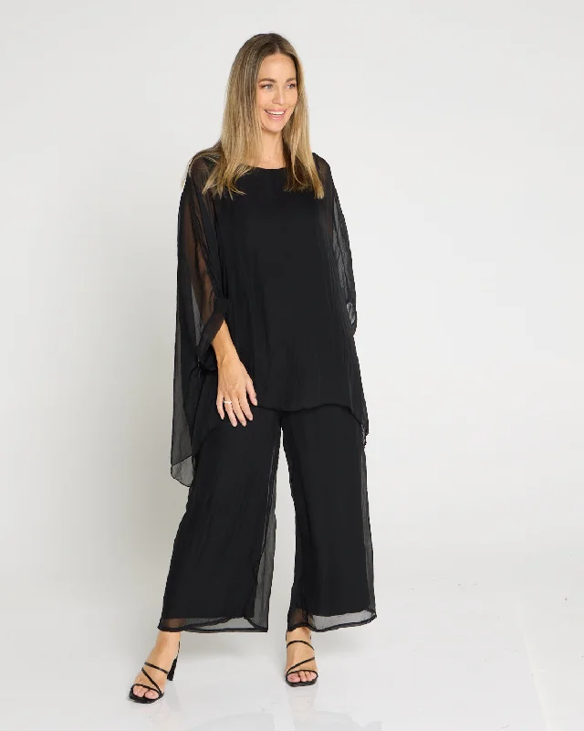 Zamira Chiffon Pants - Black Casual Track Pants