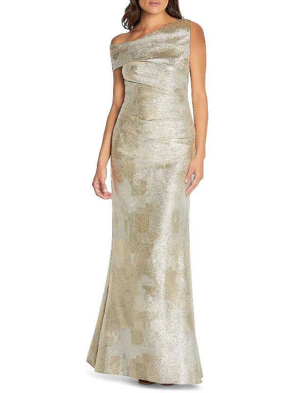Womens Metallic Asymmetric Evening Dress Tunics Ceremony elegant
