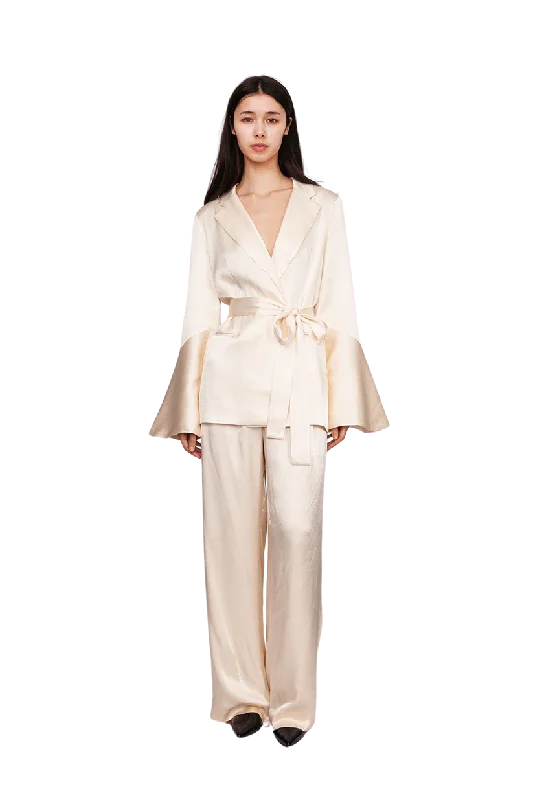 La Lune Belted Blazer and Pants Trendy Tapered Pants