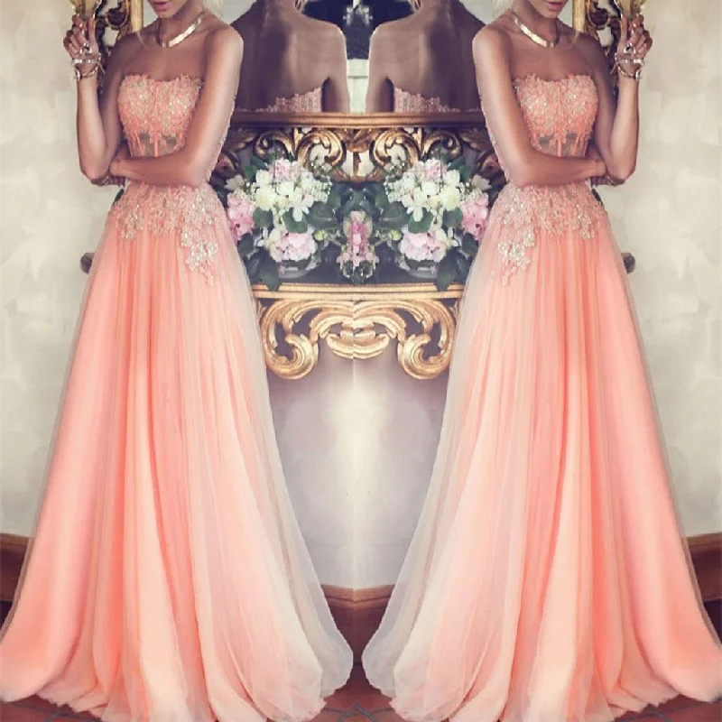 Charming Strapless Long Pink Beading Prom Dresses, Formal Evening Gowns,Evening Party Dresses,PDY0292 Off-the-shoulder Chic Trendy Charming Strapless Long Pink Beading Prom Dresses, Formal Evening Gowns,Evening Party Dresses,PDY0292 Off-the-shoulder Chic Trendy