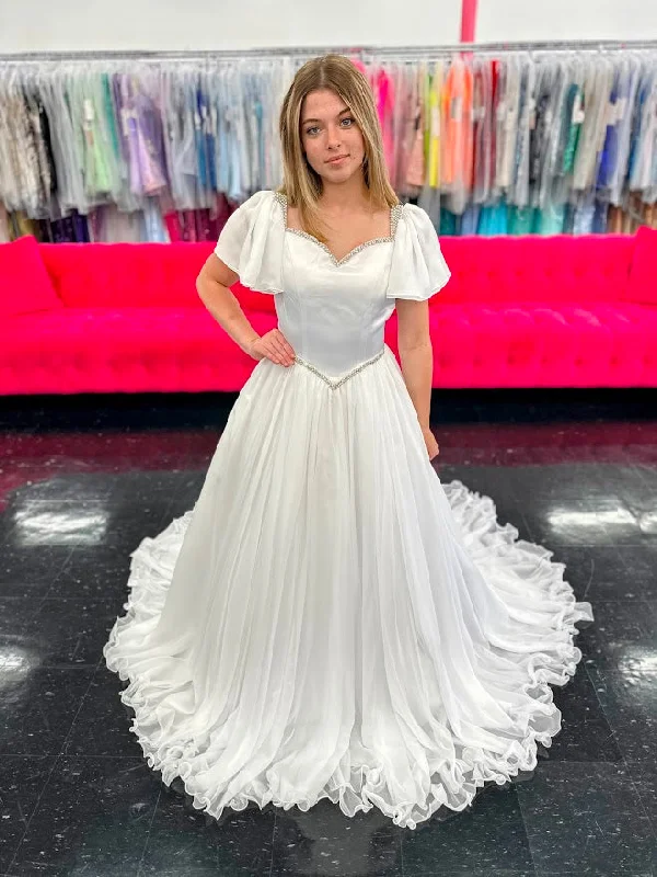 Samantha Blake 1126 Girls Pageant Dress Ruffle Cap Sleeve A Line Gown Satin Bodice Formal Tunics Evening elegant