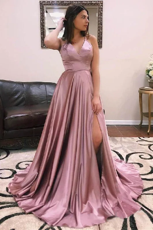 V-neck Split Beautiful Long Prom Dress Party Dress Tunics Corduroy durable