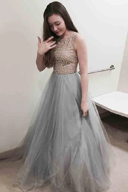 Pretty Gray A-line Flowy Long Modest Party Dress Prom Dress For Teens Tunics Satin smooth Pretty Gray A-line Flowy Long Modest Party Dress Prom Dress For Teens Tunics Satin smooth