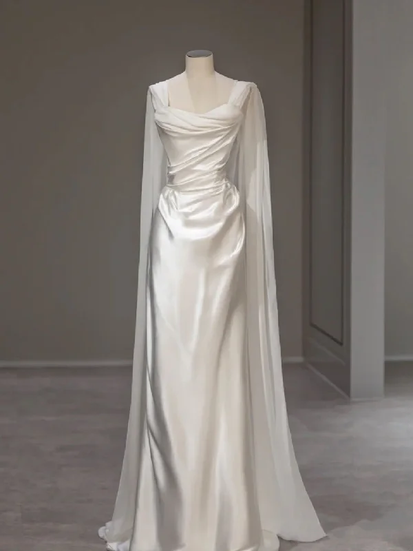 White Satin Pleats Straps Wedding Dress Elegant Party Dress MD7211 Halter Neckline Beach White Satin Pleats Straps Wedding Dress Elegant Party Dress MD7211 Halter Neckline Beach