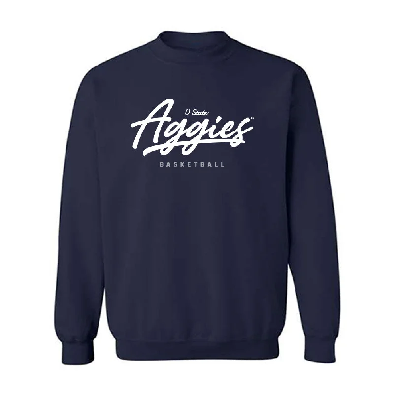 Utah State - NCAA Women's Basketball : Mia Tarver - Classic Shersey Crewneck Sweatshirt Hoodie with Hem Fringe Bohemian Relaxed