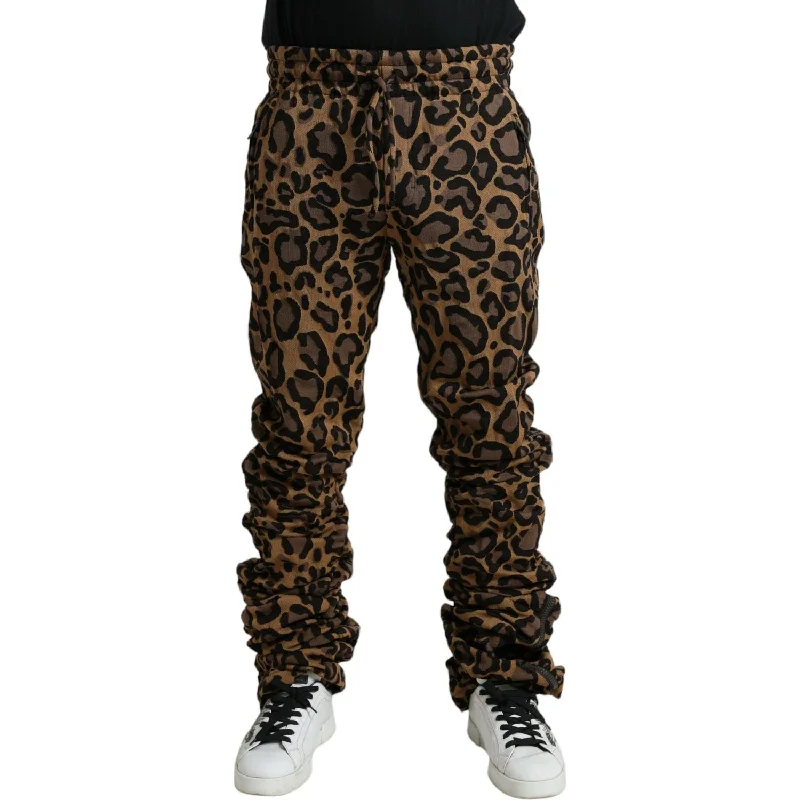 Dolce & Gabbana Chic Leopard Print Jogger Pants Comfy Athletic Pants