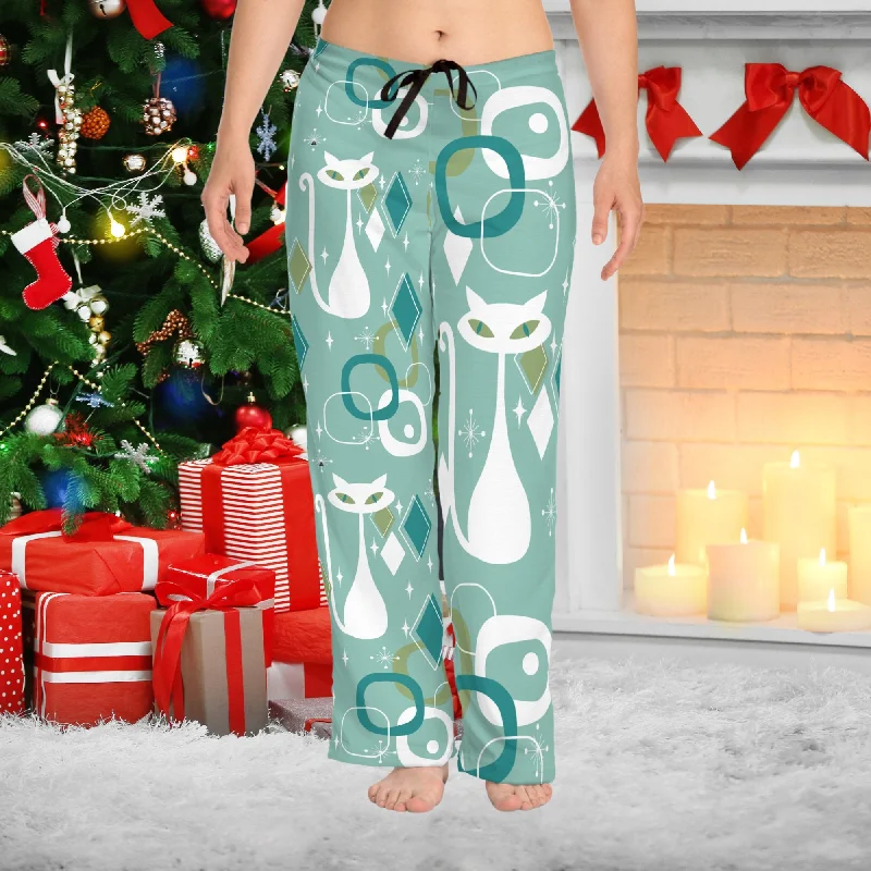 Atomic Cat Mid Century Modern Pajama Bottoms, Retro Lounge Pants, 50s MCM Kitsch Loungewear Comfy High-Waist Jeans Atomic Cat Mid Century Modern Pajama Bottoms, Retro Lounge Pants, 50s MCM Kitsch Loungewear Comfy High-Waist Jeans