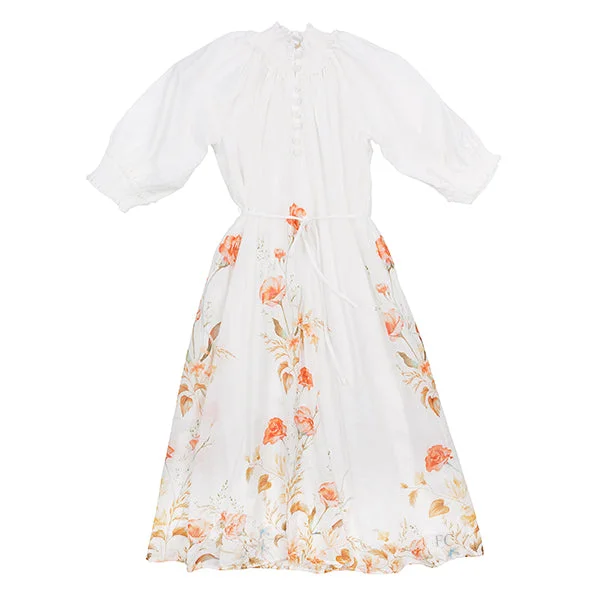 Border floral linen dress by Petite Amalie Tunic Top Casual