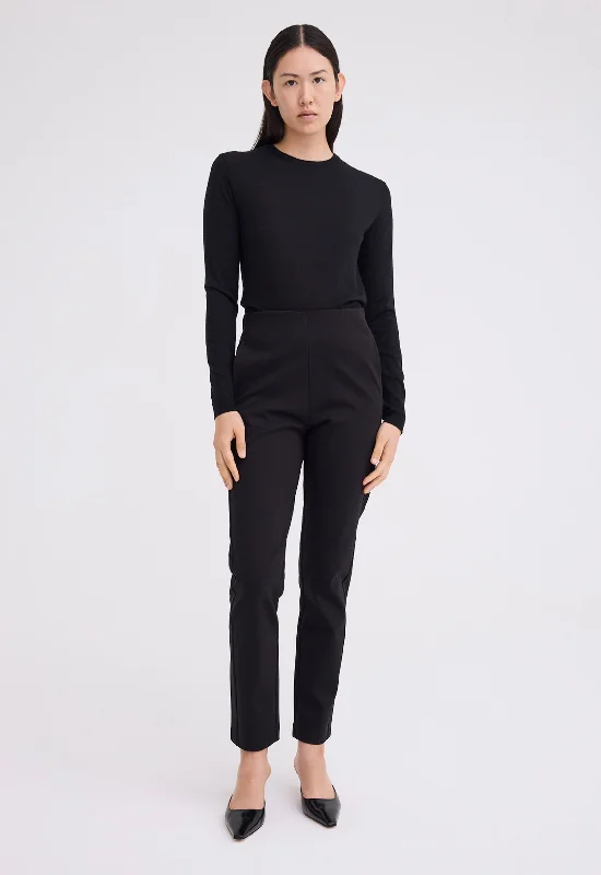 Ardon Cotton Ponte Pant - Black Trendy Wide-Legged Trousers