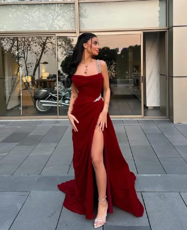 Wine Red Spaghetti Straps Sheath Long Evening Party Dress MD7367 Tunics Distressed trendy Wine Red Spaghetti Straps Sheath Long Evening Party Dress MD7367 Tunics Distressed trendy
