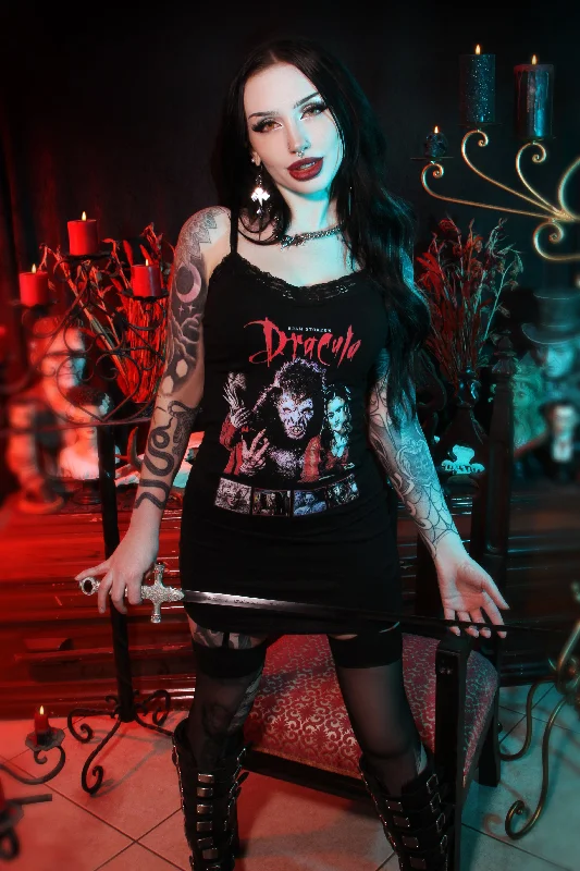 Dracula Lace Strap Dress Floral Print girly