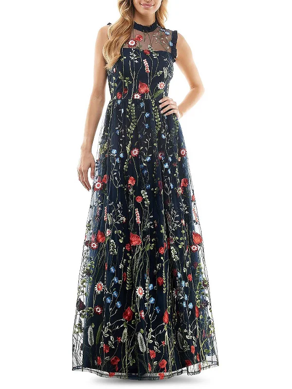 Juniors Womens Embroidered Ruffled Evening Dress Bodycon Club Sequined