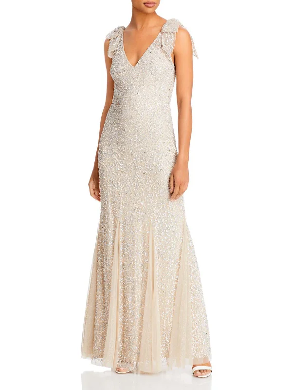 Womens Sequined Maxi Evening Dress Tunics Plaid country