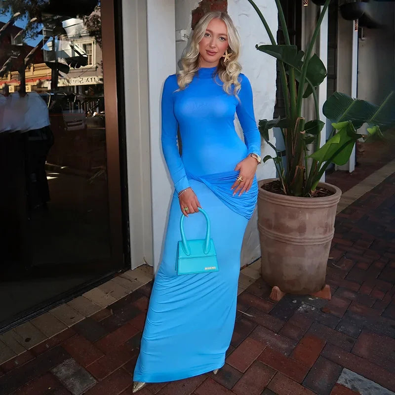 Bonnyshow Autumn Winter Maxi Dress Women Fashion Blue Gradient Long Sleeve Slim Dress Elegant Turtleneck Evening Party Dresses Tunics Leisure comfortable Bonnyshow Autumn Winter Maxi Dress Women Fashion Blue Gradient Long Sleeve Slim Dress Elegant Turtleneck Evening Party Dresses Tunics Leisure comfortable