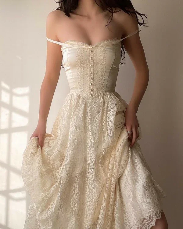 Retro Strapless A-Line Lace Long Party Dress Birthday Dress Vintage Dress, D483 Tunics Custom made Retro Strapless A-Line Lace Long Party Dress Birthday Dress Vintage Dress, D483 Tunics Custom made