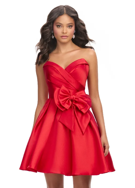 Ashley Lauren 4783 Sweetheart Neckline Cocktail Dress Ruched Bodice Mikado A Line Skirt Bow Hip Tunics Practical durable Ashley Lauren 4783 Sweetheart Neckline Cocktail Dress Ruched Bodice Mikado A Line Skirt Bow Hip Tunics Practical durable