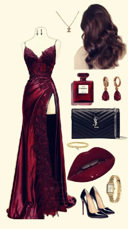 Wine Red Spaghetti Straps Sheath Long Formal Party Dress, D168 Tunics Trousers formal Wine Red Spaghetti Straps Sheath Long Formal Party Dress, D168 Tunics Trousers formal
