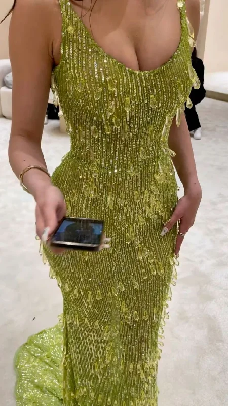 Stunning Green Straps Beading Mermaid Long Party Dress Evening Gown, D271 Tunics Vintage classic