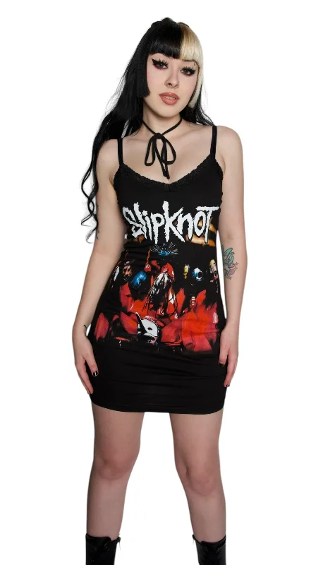 Slipknot Lace Strap Dress Tunics Trendy modern