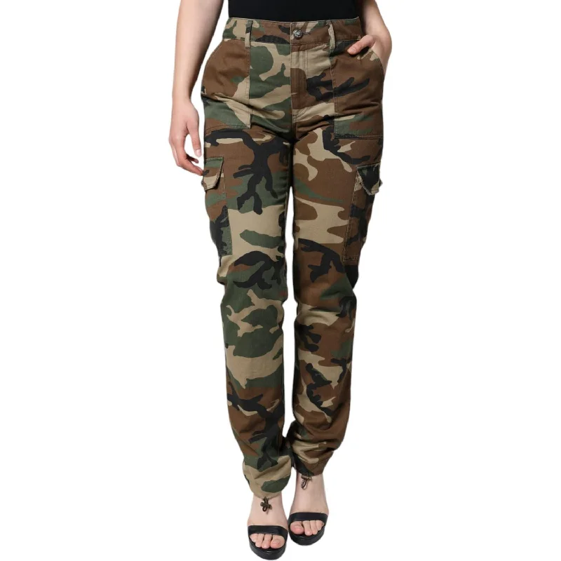 Dolce & Gabbana Multicolor Camouflage Cargo Pants Chic Checkered Pants