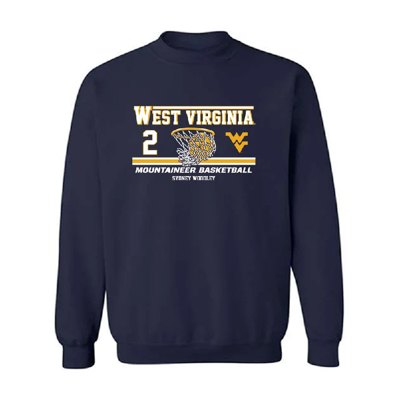 West Virginia - NCAA Women's Basketball : Sydney Woodley - Classic Fashion Shersey Crewneck Sweatshirt Hoodie with Set-In Sleeves Structured Classic West Virginia - NCAA Women's Basketball : Sydney Woodley - Classic Fashion Shersey Crewneck Sweatshirt Hoodie with Set-In Sleeves Structured Classic