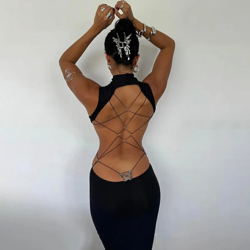 Bonnyshow Summer New Style Hot Girl Long Dress Sexy Backless Bow Dress Elegant Sexy Party Dress Club Outfit Tunics Cozy comfortable Bonnyshow Summer New Style Hot Girl Long Dress Sexy Backless Bow Dress Elegant Sexy Party Dress Club Outfit Tunics Cozy comfortable
