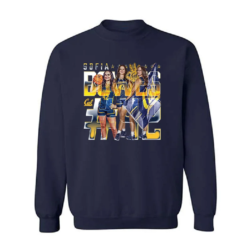 UC Berkeley - NCAA Women's Basketball : Sofia Bowes - Player Collage Crewneck Sweatshirt Hoodie with Ribbed Neckline Snug Warm