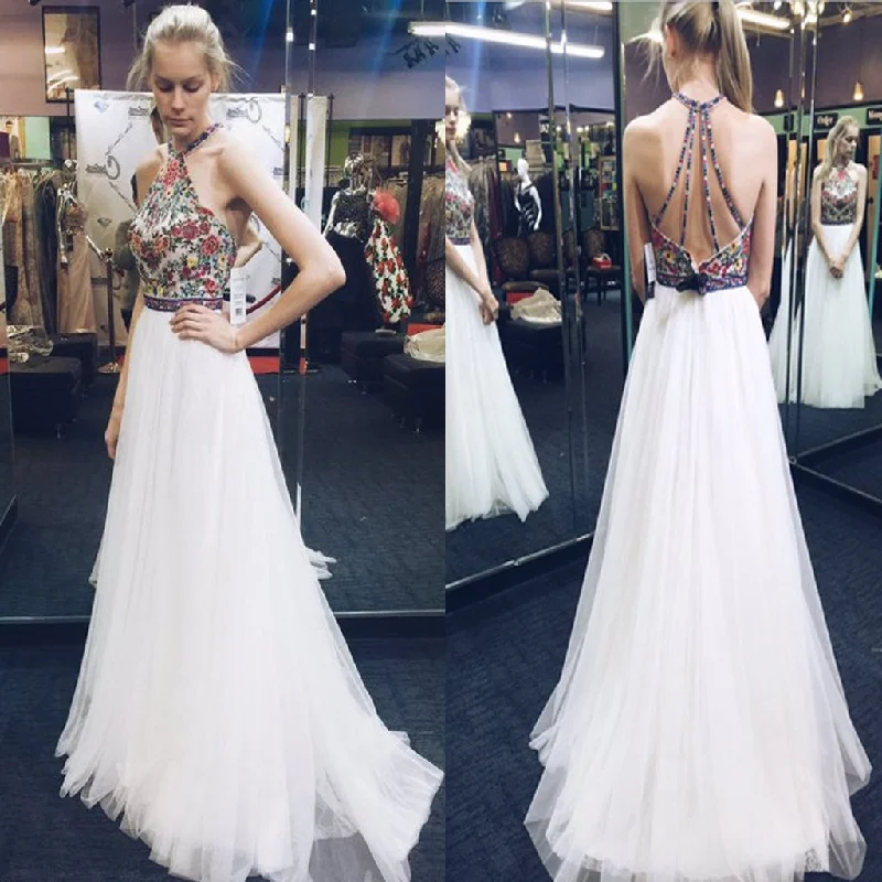 White Halter Backless Princess Prom Dresses For Teens,Cheap Evening Dresses,Simple Evening Party Dresses,PDY0263 Peplum Ruffle Cocktail