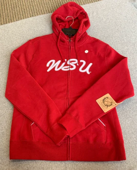 Womens Crimson WSU Full Zip Hoodie Hoodie with Hidden Zipper Minimalist Clean