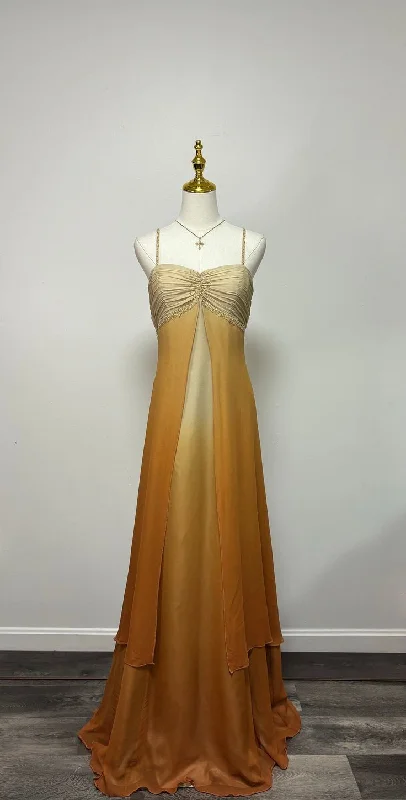 Spaghetti Straps Gradient A-Line Vintage Long Party Dress Evening Gown, D376 Tunics Office stylish