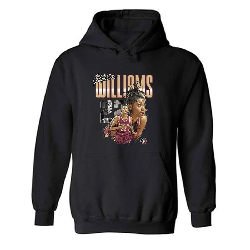 FSU - NCAA Women's Basketball : Malea Williams - Individual Player Collage Hooded Sweatshirt Hoodie with Snap Buttons Easy Quick