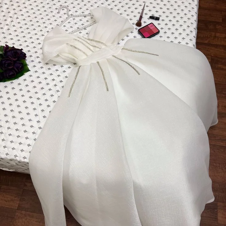 White Off Shoulder A-Line Chiffon Long Formal Party Dress, MD7959 Pleated Skirt Elegant White Off Shoulder A-Line Chiffon Long Formal Party Dress, MD7959 Pleated Skirt Elegant