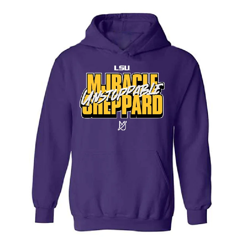 LSU - NCAA Women's Basketball : Mjracle Sheppard - Classic Shersey Hooded Sweatshirt Hoodie with Magnetic Closure Innovative Modern
