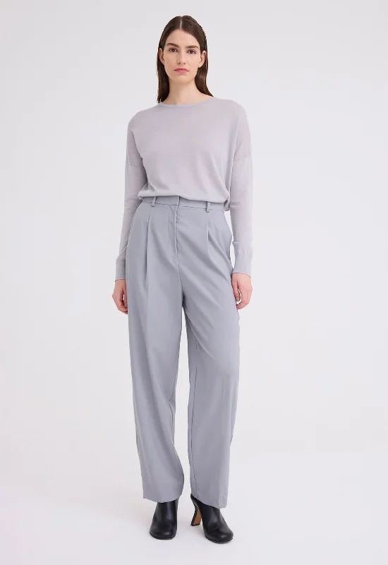 Micah Pleated Wool Pant - Oxide Grey Casual Track Pants